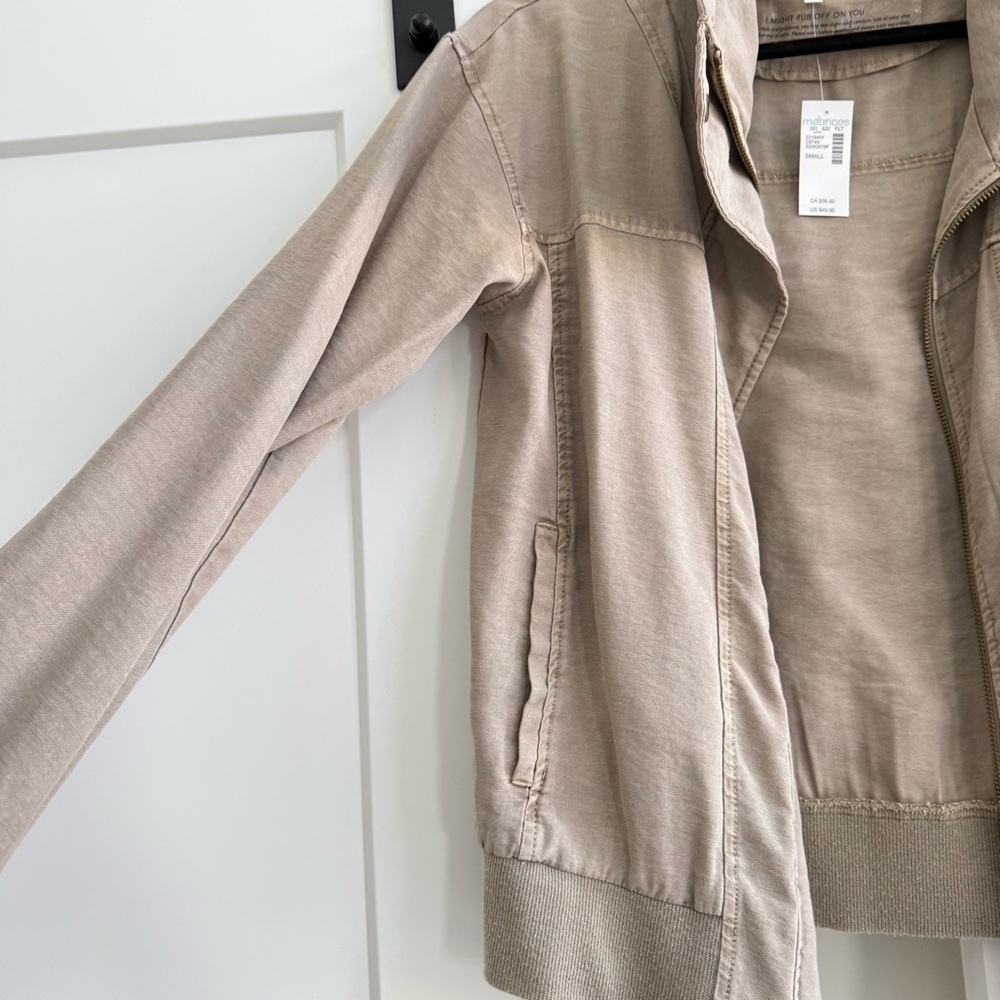 NWT Maurices Tan Utility bomber lightweight zip up Jacket - Picture 3 of 4